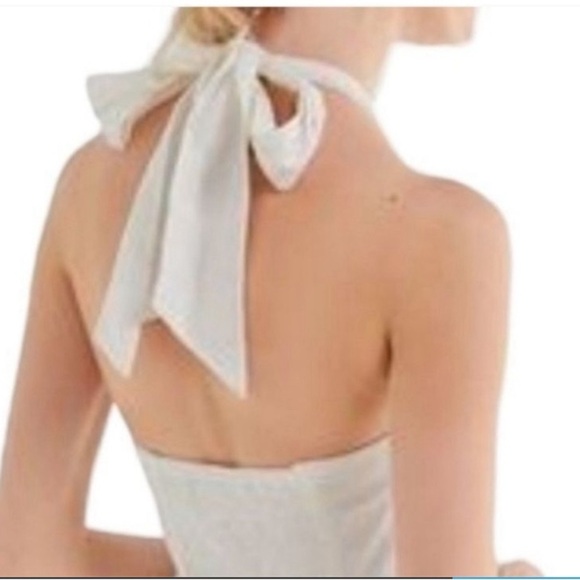 Urban Outfitters Marnie Halter Sweetheart Neckline White Linen Mini Dress SZ M - Picture 2 of 15